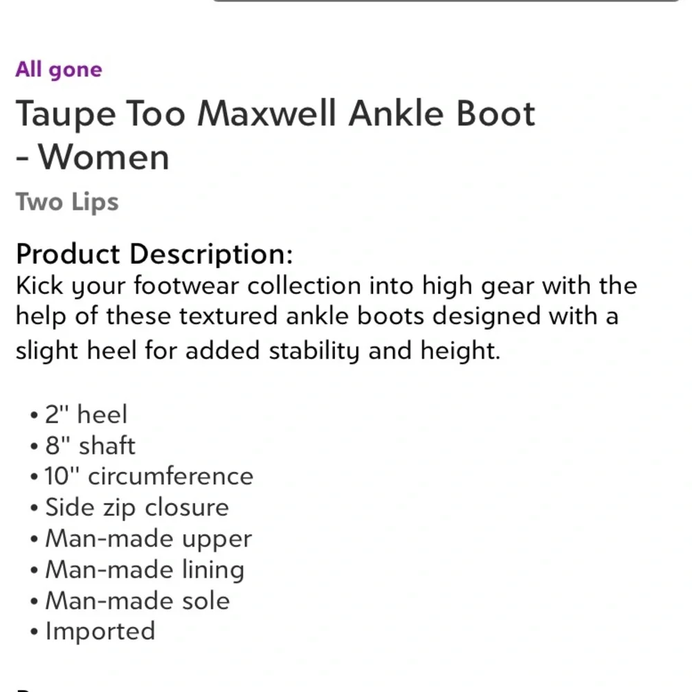 Too Lips Taupe Too Maxwell Ankle Boot Women Size 6 - Picture 5 of 6